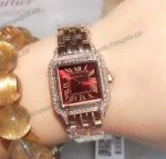 Copy Panthere De Cartier Watch - Red Roman Numerals Dial Watch